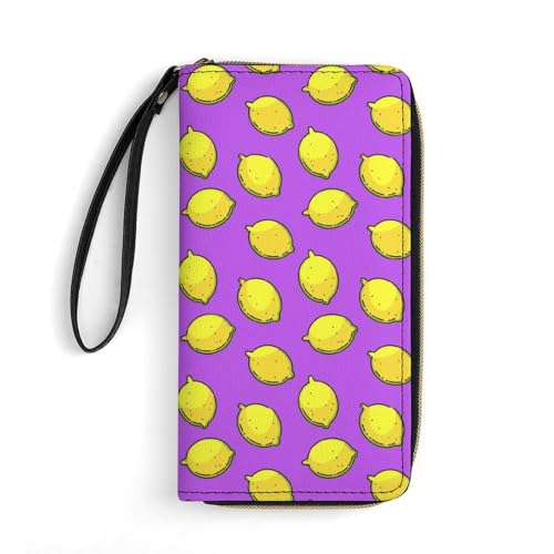 QTAVETEND Lange Damen-Geldbörse, PU-Leder, Zitronengelb, mehrere Kartenfächer, mit Handgelenk, Stil:, 19.7x10.5cm von QTAVETEND