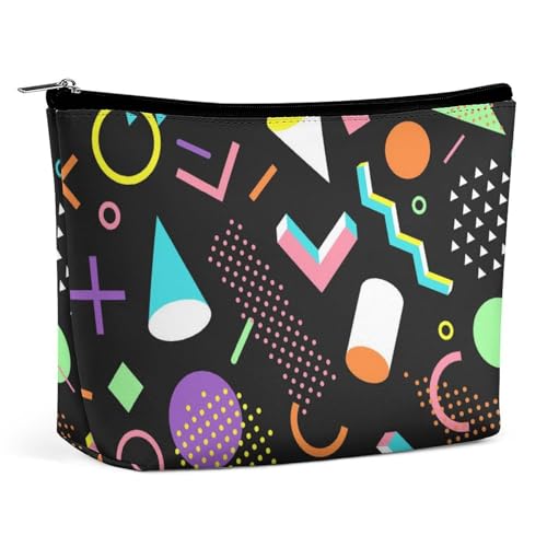Trapez-Make-up-Tasche für Damen, 90er-Jahre-Stil, Memphis-Stil, Reise-Make-up-Organizer mit Reißverschluss, Stil:, Einheitsgröße von QTAVETEND