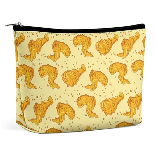 Trapez-Make-up-Tasche für Damen, Kosmetiktasche, Huhn, gebratenes knuspriges Muster, Reise-Make-up-Organizer mit Reißverschluss, Stil:, Einheitsgröße Trapez-Make-up-Tasche für Damen, Kosmetiktasche, Huhn, gebratenes knuspriges Muster, Reise-Make-up-Organizer mit Reißverschluss, Stil:, Einheitsgröße von QTAVETEND