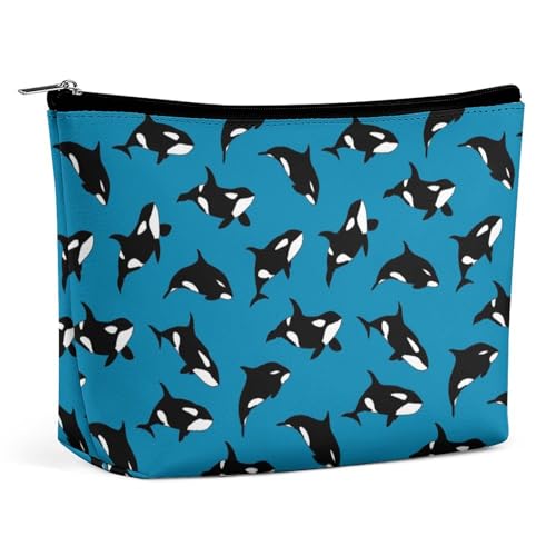 Trapez-Make-up-Tasche für Damen, Kosmetiktasche, Killer, Wal, Schwimmen, Reisen, Make-up-Organizer mit Reißverschluss, Stil:, Einheitsgröße Trapez-Make-up-Tasche für Damen, Kosmetiktasche, Killer, Wal, Schwimmen, Reisen, Make-up-Organizer mit Reißverschluss, Stil:, Einheitsgröße von QTAVETEND