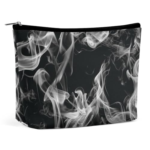 Trapez-Make-up-Tasche für Damen, Kosmetiktasche, schöner weißer Rauch-in-Schwarz, Reise-Make-up-Organizer mit Reißverschluss, Stil:, Einheitsgröße von QTAVETEND