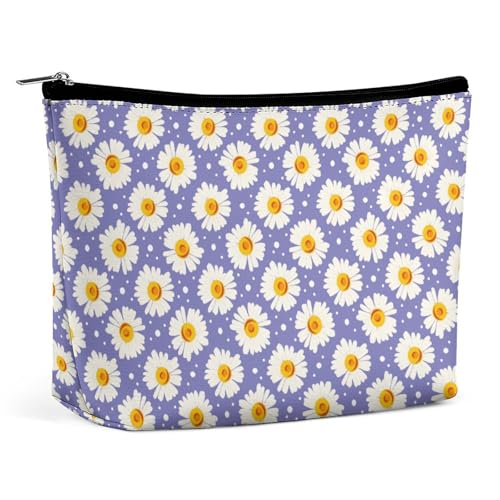 Trapez-Make-up-Tasche für Damen, Kosmetiktasche, weiße Kamille und Punkte, Reise-Make-up-Organizer mit Reißverschluss, Make-up-Tasche, Stil:, Einheitsgröße Trapez-Make-up-Tasche für Damen, Kosmetiktasche, weiße Kamille und Punkte, Reise-Make-up-Organizer mit Reißverschluss, Make-up-Tasche, Stil:, Einheitsgröße von QTAVETEND