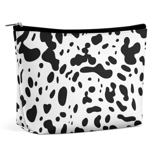Trapez-Make-up-Tasche für Damen, Kosmetiktasche mit Dalmatiner-Motiv, mit Reißverschluss, Schwarz und Weiß, Stil:, Einheitsgröße von QTAVETEND