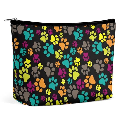 Trapez-Make-up-Tasche für Damen, Kosmetiktasche mit Pfotenabdruck, Katzen- oder Hundefußabdruck, Reise-Make-up-Organizer mit Reißverschluss, Stil:, Einheitsgröße von QTAVETEND