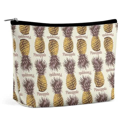 Trapez-Make-up-Tasche für Damen, Retro-Stil, Ananas, Reise-Make-up-Organizer mit Reißverschluss, Stil:, Einheitsgröße von QTAVETEND