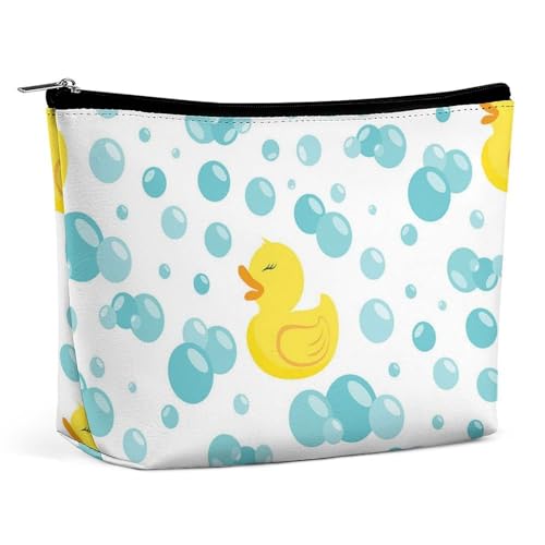 Trapez-Make-up-Tasche für Damen, niedliche Ente in Seifenblasen, Reise-Make-up-Organizer mit Reißverschluss, Stil:, Einheitsgröße von QTAVETEND