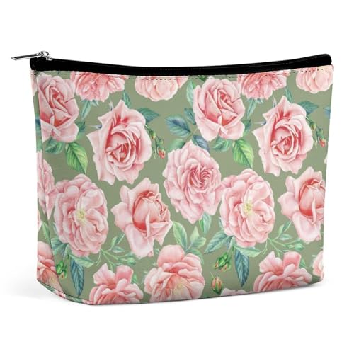 Trapezförmige Make-up-Tasche für Damen, Aquarell-Blumenmuster, Reise-Make-up-Organizer mit Reißverschluss, Stil:, Einheitsgröße Trapezförmige Make-up-Tasche für Damen, Aquarell-Blumenmuster, Reise-Make-up-Organizer mit Reißverschluss, Stil:, Einheitsgröße von QTAVETEND