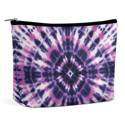 Trapezförmige Make-up-Tasche für Damen, Aquarellfarben, Batikdesign, Kreiselemente, Reise-Make-up-Organizer mit Reißverschluss, Stil:, Einheitsgröße von QTAVETEND