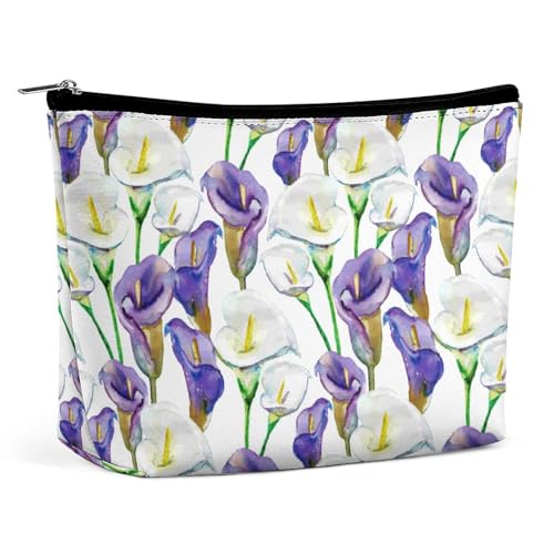 Trapezförmige Make-up-Tasche für Damen, Aquarellfarben, Calla-Lilie, Blumen, Reise-Make-up-Organizer mit Reißverschluss, Stil:, Einheitsgröße von QTAVETEND