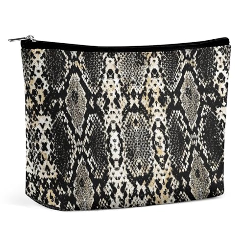 Trapezförmige Make-up-Tasche für Damen, Aquarellfarben, Schlangenhaut, Batikfärbung, Reise-Make-up-Organizer mit Reißverschluss, Stil:, Einheitsgröße von QTAVETEND