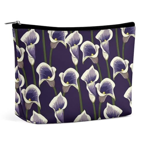 Trapezförmige Make-up-Tasche für Damen, Calla-Lilien-Blumenmuster, Reise-Make-up-Organizer mit Reißverschluss, Stil:, Einheitsgröße von QTAVETEND