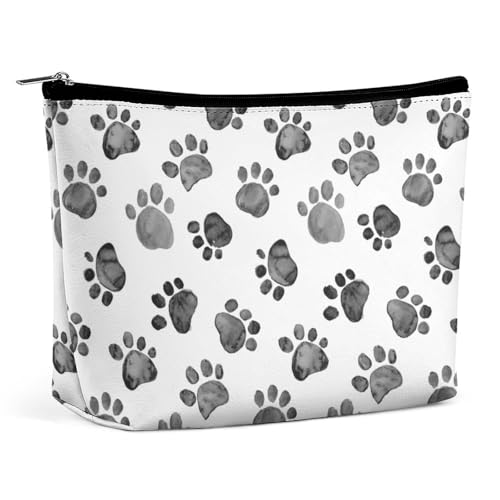 Trapezförmige Make-up-Tasche für Damen, Kosmetiktasche, Aquarell, Tier-Fußabdrücke, Reise-Make-up-Organizer mit Reißverschluss, Stil:, Einheitsgröße von QTAVETEND