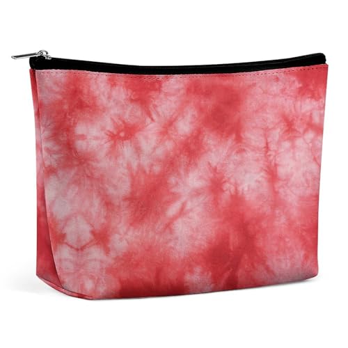 Trapezförmige Make-up-Tasche für Damen, Kosmetiktasche, Batikdesign, Reise-Make-up-Organizer mit Reißverschluss, Rot, Stil:, Einheitsgröße von QTAVETEND