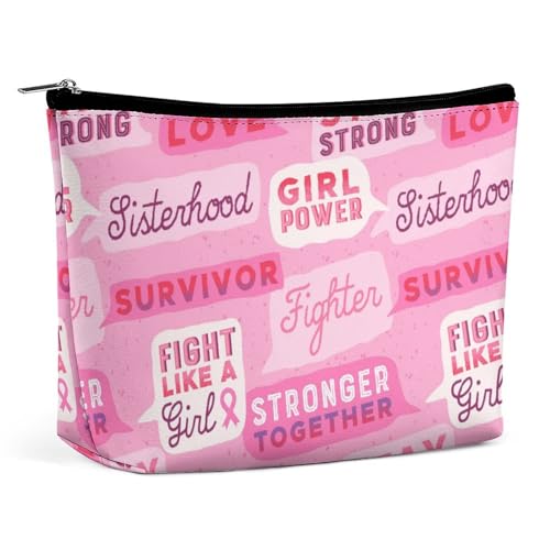 Trapezförmige Make-up-Tasche für Damen, Kosmetiktasche, Brustkrebsbewusstsein, leistungsstarker Reise-Make-up-Organizer mit Reißverschluss, Stil:, Einheitsgröße Trapezförmige Make-up-Tasche für Damen, Kosmetiktasche, Brustkrebsbewusstsein, leistungsstarker Reise-Make-up-Organizer mit Reißverschluss, Stil:, Einheitsgröße von QTAVETEND