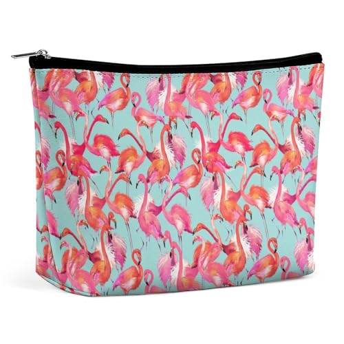 Trapezförmige Make-up-Tasche für Damen, Kosmetiktasche, Flamingo, Reise-Make-up-Organizer mit Reißverschluss, Stil:, Einheitsgröße von QTAVETEND