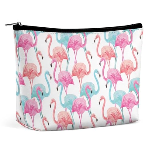 Trapezförmige Make-up-Tasche für Damen, Kosmetiktasche, Flamingos, Reise-Make-up-Organizer mit Reißverschluss, Stil:, Einheitsgröße von QTAVETEND