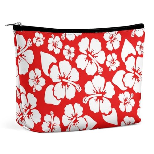 Trapezförmige Make-up-Tasche für Damen, Kosmetiktasche, Hawaii-Blume, Reise-Make-up-Organizer mit Reißverschluss, Stil:, Einheitsgröße von QTAVETEND