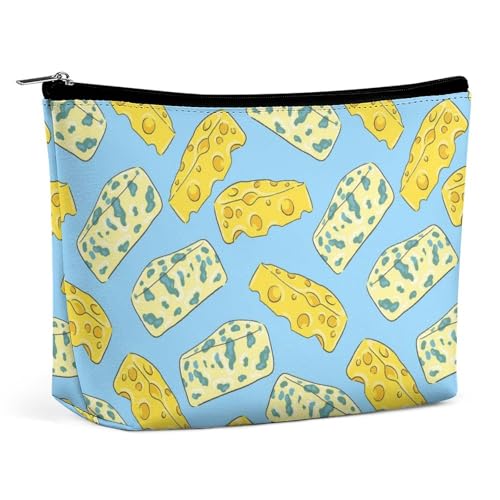 Trapezförmige Make-up-Tasche für Damen, Kosmetiktasche, Käse und blauer Käse, Reise-Make-up-Organizer mit Reißverschluss, Stil:, Einheitsgröße von QTAVETEND