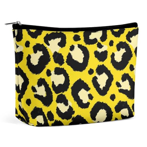 Trapezförmige Make-up-Tasche für Damen, Kosmetiktasche, Leopardenmuster, Reise-Make-up-Organizer mit Reißverschluss, gelbes Hautmuster, Stil:, Einheitsgröße Trapezförmige Make-up-Tasche für Damen, Kosmetiktasche, Leopardenmuster, Reise-Make-up-Organizer mit Reißverschluss, gelbes Hautmuster, Stil:, Einheitsgröße von QTAVETEND