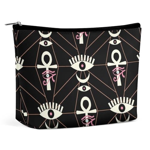 Trapezförmige Make-up-Tasche für Damen, Kosmetiktasche, Mystisches Augen-Symbol, Reise-Make-up-Organizer mit Reißverschluss, Stil:, Einheitsgröße von QTAVETEND