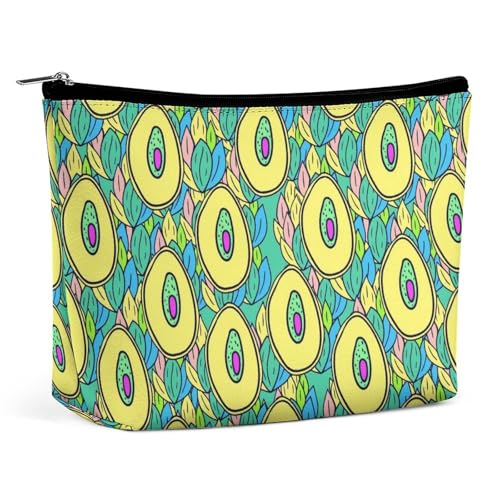 Trapezförmige Make-up-Tasche für Damen, Kosmetiktasche, Obst, Avocado, Reise-Make-up-Organizer mit Reißverschluss, Stil:, Einheitsgröße von QTAVETEND