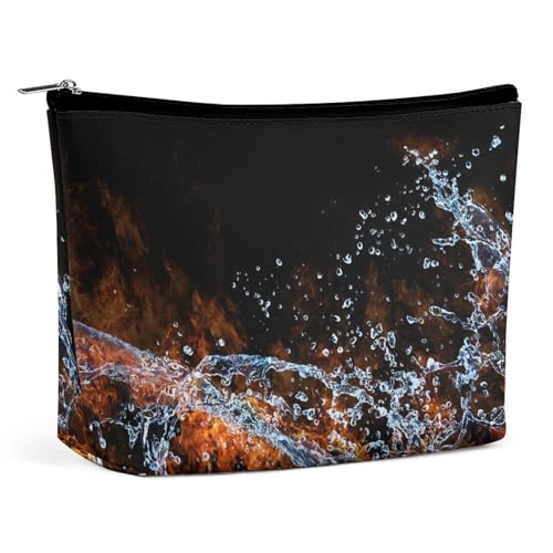Trapezförmige Make-up-Tasche für Damen, Kosmetiktasche, Wasser- und Feuerverbindung, Reise-Make-up-Organizer mit Reißverschluss, Stil:, Einheitsgröße von QTAVETEND