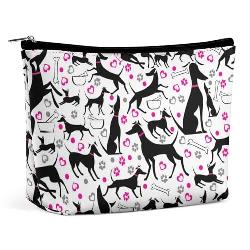 Trapezförmige Make-up-Tasche für Damen, Kosmetiktasche, Windhunde und Pfotenherz, Reise-Make-up-Organizer mit Reißverschluss, Stil:, Einheitsgröße Trapezförmige Make-up-Tasche für Damen, Kosmetiktasche, Windhunde und Pfotenherz, Reise-Make-up-Organizer mit Reißverschluss, Stil:, Einheitsgröße von QTAVETEND