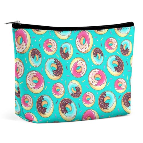Trapezförmige Make-up-Tasche für Damen, Kosmetiktasche, bunt, süße Donuts, Reise-Make-up-Organizer mit Reißverschluss, Stil:, Einheitsgröße von QTAVETEND