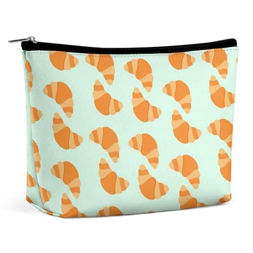 Trapezförmige Make-up-Tasche für Damen, Kosmetiktasche, helle Croissants, Reise-Make-up-Organizer mit Reißverschluss, Stil:, Einheitsgröße von QTAVETEND