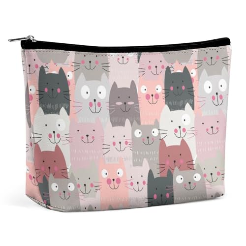 Trapezförmige Make-up-Tasche für Damen, Kosmetiktasche, lustige Katzen, Reise-Make-up-Organizer mit Reißverschluss, Stil:, Einheitsgröße Trapezförmige Make-up-Tasche für Damen, Kosmetiktasche, lustige Katzen, Reise-Make-up-Organizer mit Reißverschluss, Stil:, Einheitsgröße von QTAVETEND