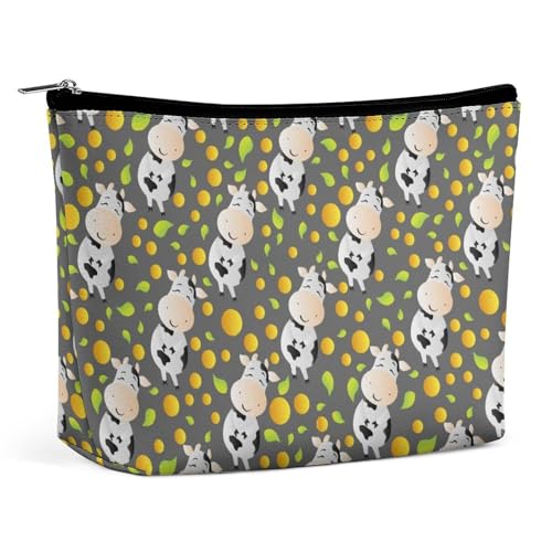 Trapezförmige Make-up-Tasche für Damen, Kosmetiktasche, niedliches Spielzeug, Kuh, Reise-Make-up-Organizer mit Reißverschluss, Stil:, Einheitsgröße von QTAVETEND