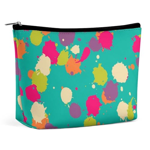 Trapezförmige Make-up-Tasche für Damen, Kosmetiktasche, psychedelisches buntes Fleckenmuster, Reise-Make-up-Organizer mit Reißverschluss, Stil:, Einheitsgröße Trapezförmige Make-up-Tasche für Damen, Kosmetiktasche, psychedelisches buntes Fleckenmuster, Reise-Make-up-Organizer mit Reißverschluss, Stil:, Einheitsgröße von QTAVETEND