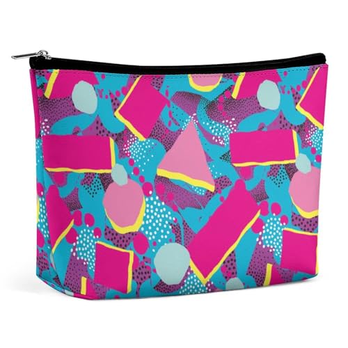 Trapezförmige Make-up-Tasche für Damen, Kosmetiktasche, stilvoller 80er-Jahre-Stil, Reise-Make-up-Organizer mit Reißverschluss, Stil:, Einheitsgröße von QTAVETEND