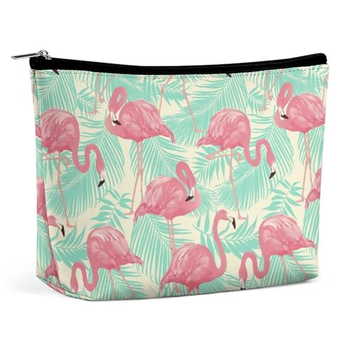 Trapezförmige Make-up-Tasche für Damen, Kosmetiktasche, tropisches Blatt, Flamingo, Vogel, Reise-Make-up-Organizer mit Reißverschluss, Stil:, Einheitsgröße Trapezförmige Make-up-Tasche für Damen, Kosmetiktasche, tropisches Blatt, Flamingo, Vogel, Reise-Make-up-Organizer mit Reißverschluss, Stil:, Einheitsgröße von QTAVETEND