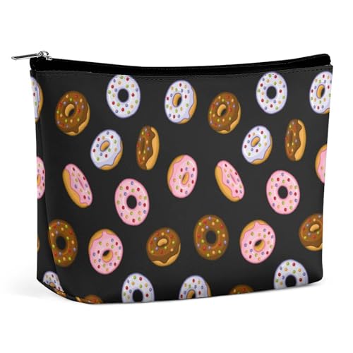 Trapezförmige Make-up-Tasche für Damen, Kosmetiktasche Donuts mit Schokoladenglasur, Reise-Make-up-Organizer mit Reißverschluss, Stil:, Einheitsgröße von QTAVETEND