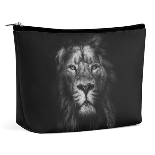 Trapezförmige Make-up-Tasche für Damen, Porträt eines Löwen, Reise-Make-up-Organizer mit Reißverschluss, Stil:, Einheitsgröße von QTAVETEND