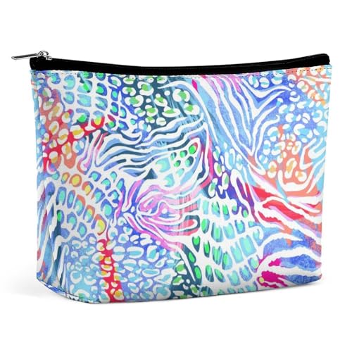 Trapezförmige Make-up-Tasche für Damen, Zebrastreifen und Leoparden-Punkte, Reise-Make-up-Organizer mit Reißverschluss, Stil:, Einheitsgröße von QTAVETEND