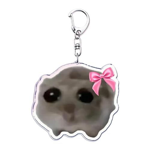 Hamster Schlüsselanhänger - Trauriger Hamster Schlüsselanhänger | Entzückender Hamster-Schlüsselanhänger für Handtaschen und Rucksack | Lustiger Geldbeutel-Rucksack-Charm | Tiere Schlüsselanhänger von QTFYE