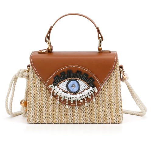 QTKJ Stroh-Strandtasche für Damen, Tragetasche, Handtasche für Urlaub, Reisen, Alltag (Styles 601) von QTKJ