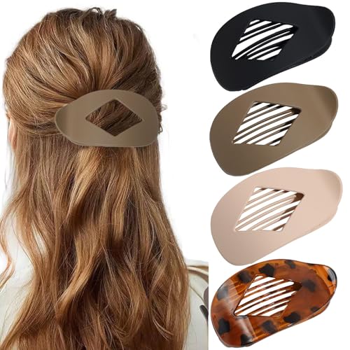 4 Stück Flache Haarklammern für Damen Mädchen, Rutschfeste Große Haarklammer Starker Halt Haar Jaw Clips, Französische Haarspange für Dickes & Dünnes Haar von QTUN