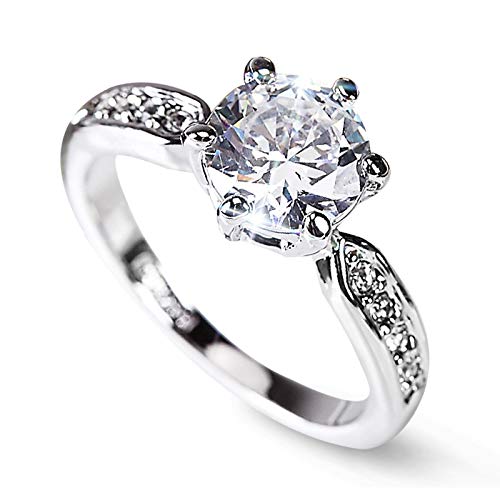 925 Sterling Silber 2 Carat VVS1 Simuliertes Diamant-Verlobungsring-Halo-Ringe für Jubiläums-/Engagement-/Partyschmuck für einstellbare Größe von Frauen 6-10 von QTYQWC
