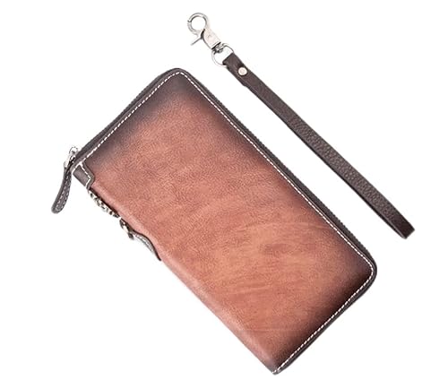 QTYQWC 1 Stück Vintage Herren-Geldbörse mit langem Reißverschluss und großer Kapazität, Business-Herren-Geldbörse (Farbe: E, Größe: 20 x 10 x 2 cm) von QTYQWC