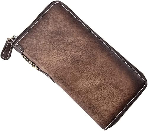 QTYQWC 1 Stück Vintage Herren-Geldbörse mit langem Reißverschluss und großer Kapazität, Business-Herren-Geldbörse (Farbe: E, Größe: 20 x 10 x 2 cm) von QTYQWC