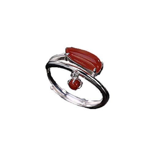 QTYQWC 925 Silver Southern Red Achat Ring Verstellbarer Frauen Modeschmuck von QTYQWC