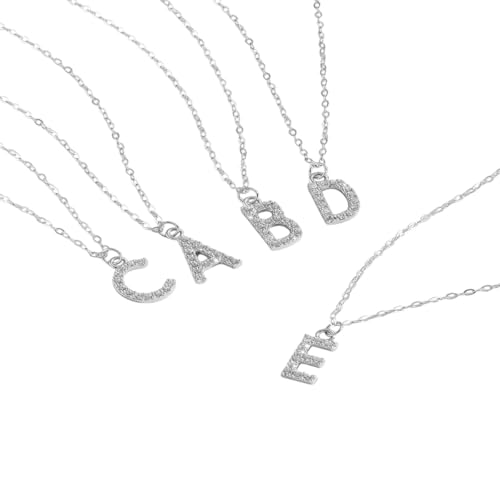 QTYQWC Frauen 925 Sterling Silber Buchstabe Alphabet Initial Anhänger Monogramm Halskette Langkette 5 Luxus feiner Schmuck Gif von QTYQWC