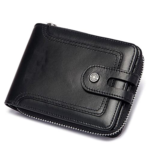 QTYQWC Herren Geldbörsen Echtes Rindsleder Männer Geldbörsen Mode Männlichen Reißverschlüsse Brieftasche Kleine Mini Münzfach Geldbörse Kartenhalter Walet Tasche Jungen von QTYQWC