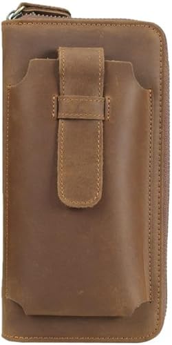 QTYQWC Kurze Geldbörse Herren-Retro-Geldbörse mit großem Fassungsvermögen, Business-Geldbörse mit Reißverschluss, Tasche für mehrere Karten (Farbe: E, Größe: 20 * 10 * 2 cm) von QTYQWC