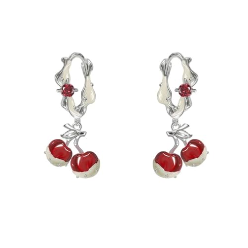 QTYQWC NEU 2025 Original Design Schönes süßes Temperament Simulierte Perle Red Cherry Anhänger Halskette für Frauen ihr Geschenk moderne Schmuck Modetrendy Accessoires kreativ von QTYQWC