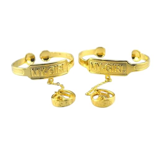 QTYQWC NEU 2026 UNISEX GIFT FODE FODE 14 K Solid Gold GF Armband Brief My-Helden mit Kettenring für Tochter Dekoration Schmuck Luxus Sie Accessoires Trendy Creative Best für Frauen und Männer von QTYQWC