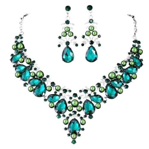 QTYQWC Neue 2026 Luxus Perlenhalskette Ohrringe Set Frauen übertriebene Kristall Halskette Ohrringe Schmuck Set Hochzeitsfeier Bankett Schmuck Geschenke Schmuck Mode Accessoires kreatives Geschenk von QTYQWC